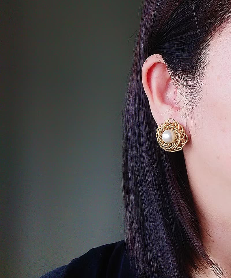 Vintage Jewelry 西洋古董飾品 日本外銷品 優雅 珠花 夾式耳環