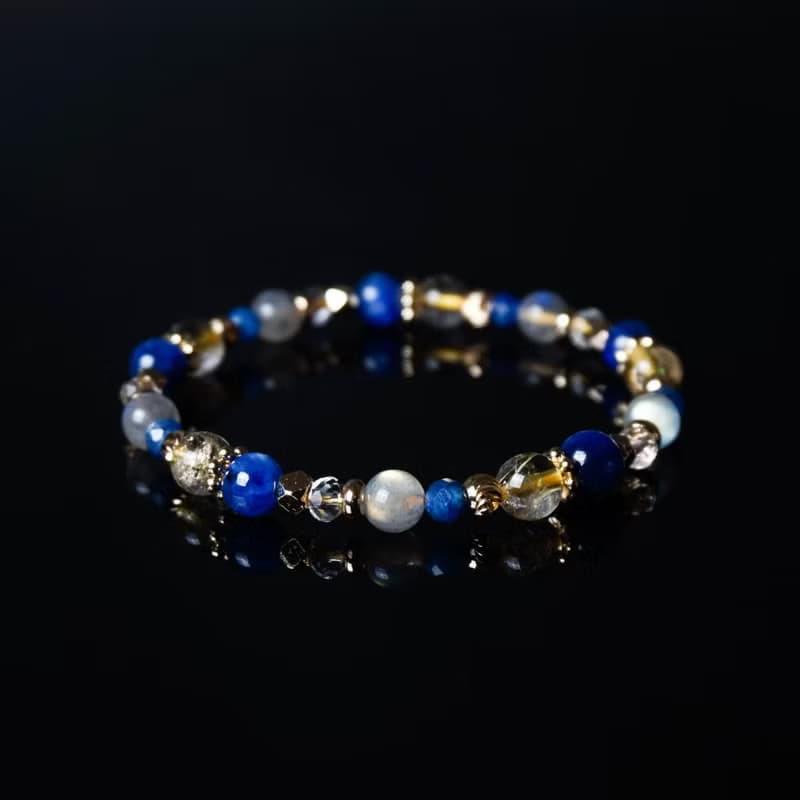 銀河 // 藍晶石鈦晶拉長石白水晶 手鍊 // 溝通 自信 淨化