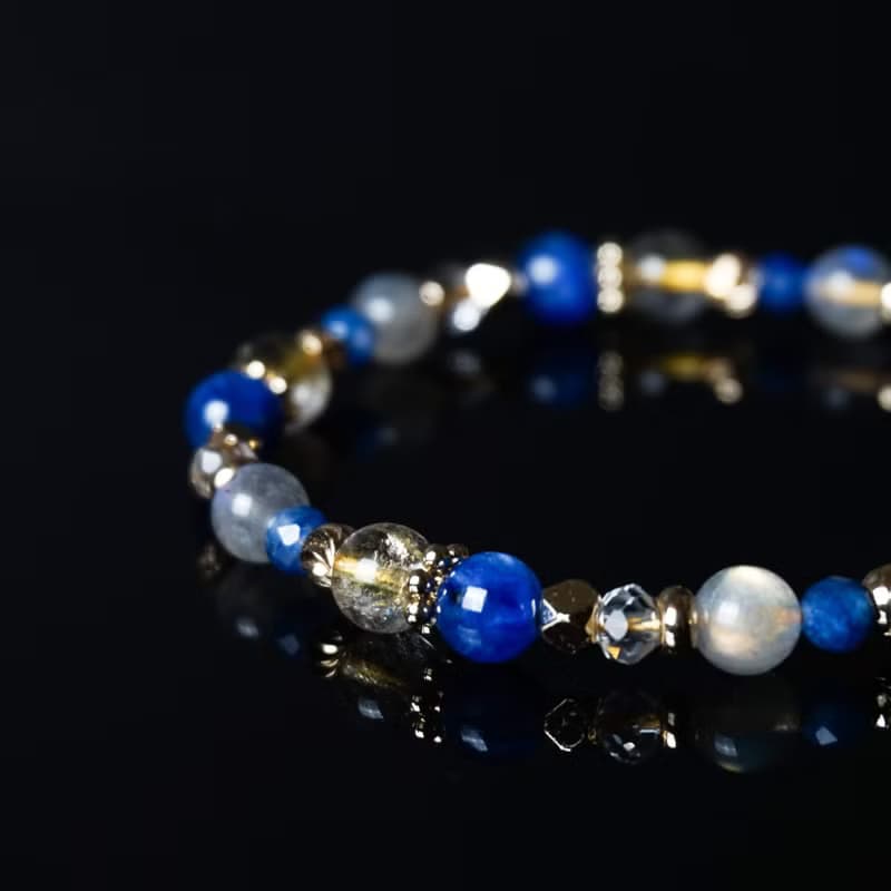 銀河 // 藍晶石鈦晶拉長石白水晶 手鍊 // 溝通 自信 淨化