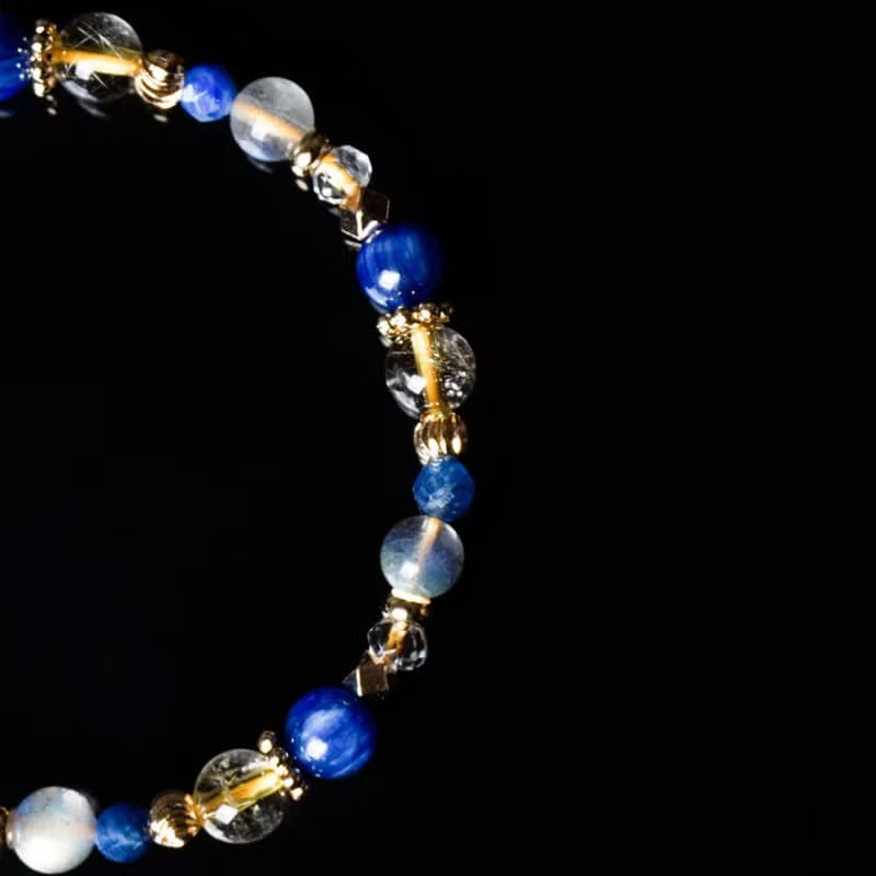 銀河 // 藍晶石鈦晶拉長石白水晶 手鍊 // 溝通 自信 淨化