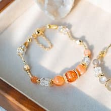 青蘊鎏光 磁吸手鍊。【鎏光款】阿魯沙 金太陽 白水晶。招貴人