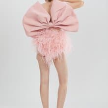 Lita dusty rose pink  big bow crop top for cocktail party
