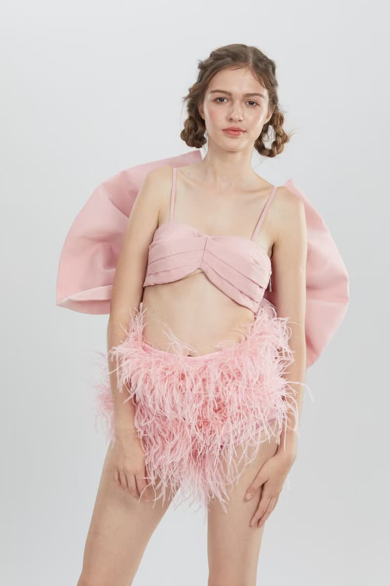 Lita dusty rose pink  big bow crop top for cocktail party