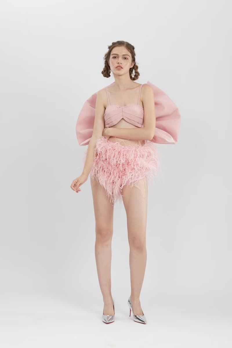 Lita dusty rose pink  big bow crop top for cocktail party