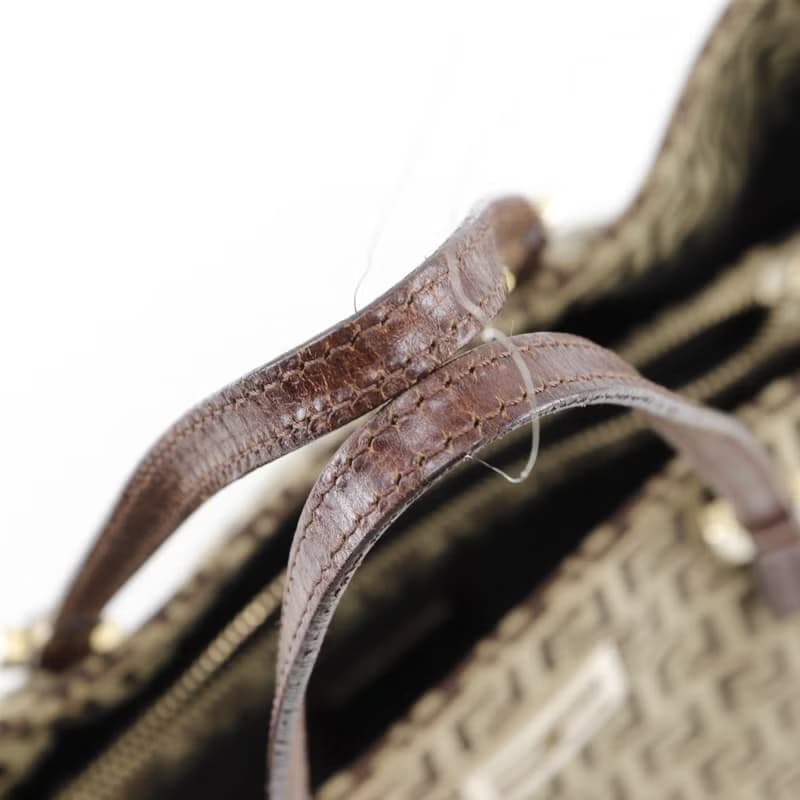 【日本直送】フェンディ FENDI ズッキーノ ハンドバッグ 8BH132 ナイロンキャンバス 茶 レディース【中古】