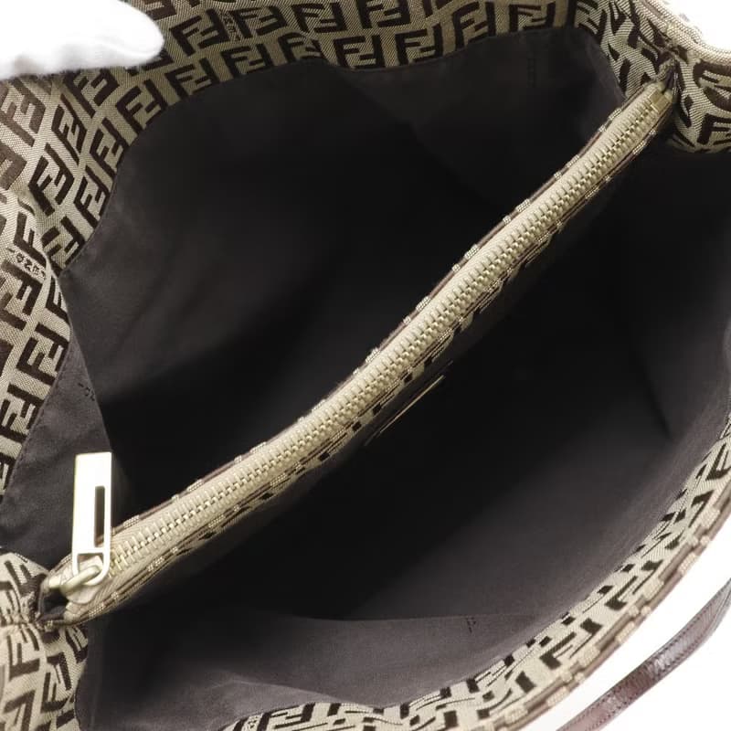 【日本直送】フェンディ FENDI ズッキーノ ハンドバッグ 8BH132 ナイロンキャンバス 茶 レディース【中古】