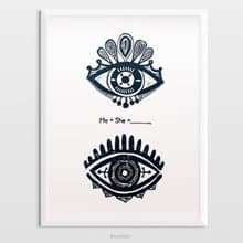 Linocut print Personalized couple gifts Eyes wall art Custom sign quote