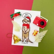 刺繡貼紙-聖誕狐獴