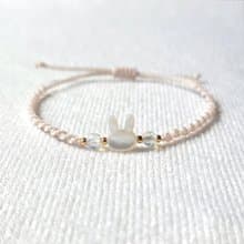 White Rabbit Mother-of-pearl Onyx Opalite Macrame Knot Bracelet