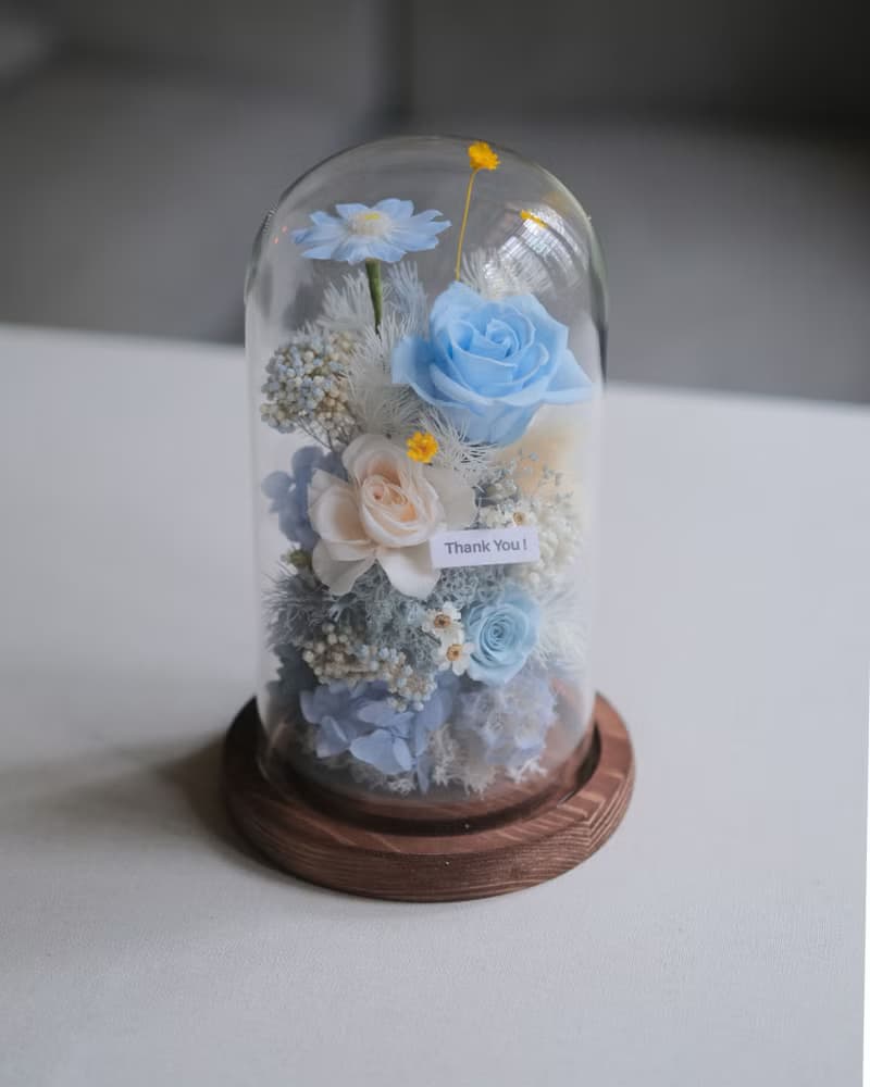 永生花乾燥花玻璃盅-天空花園 /生日禮物/刻字/禮物/