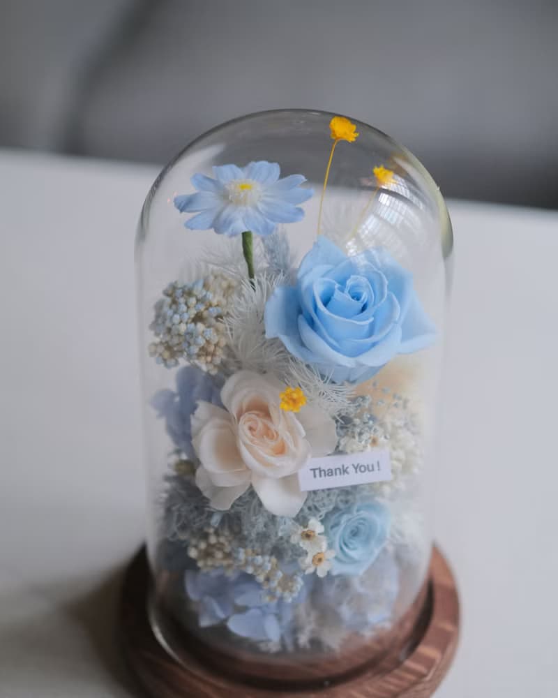 永生花乾燥花玻璃盅-天空花園 /生日禮物/刻字/禮物/