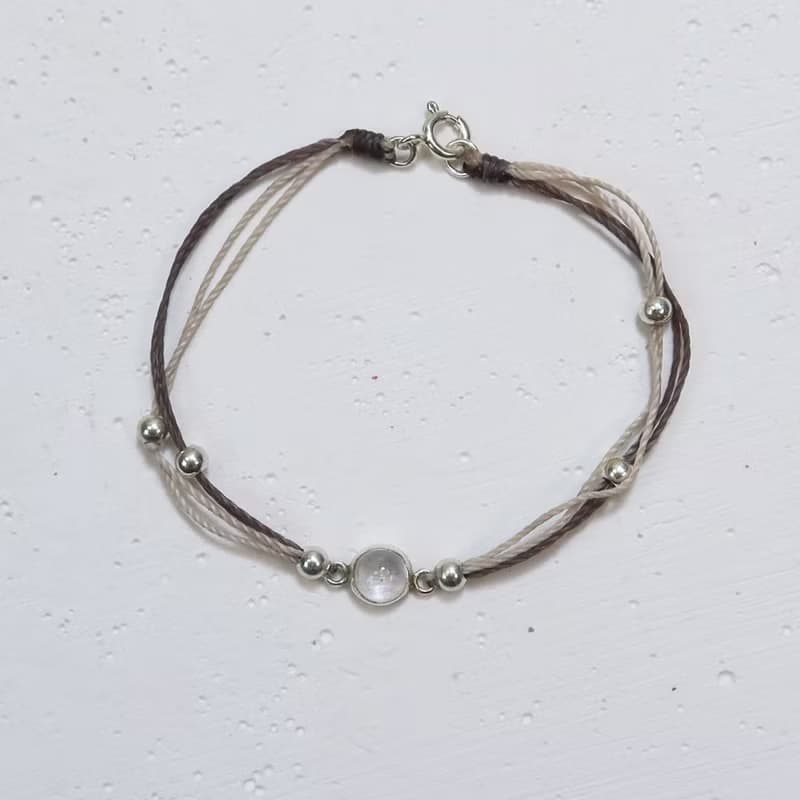 【水晶蠟繩系列】月光石 | 正能量極細蠟繩手鍊 | 大員囡仔