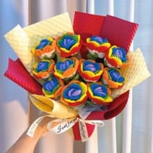 手作鉤織多巴胺配色玫瑰花束