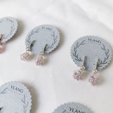 YLANG【玫瑰花球~甜美淺色】金屬線球水晶耳環Swarovski