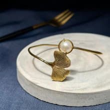 老林雜貨 | 珍珠銀杏黃銅手環