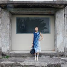 藍染ALine遮肚修身四季洋裝