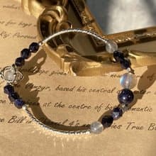 【月光下的星河。手鍊】藍砂石、灰月光石、拉長石|s925純銀|