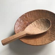 クルミの鋸目のサーバースプーン　レンゲタイプL