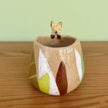 A Lu 小狐狸陶花器 擺飾/原創手作手繪/美國進口陶土 僅此一件