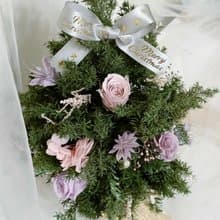 |DIY材料包| 永生玫瑰松柏樹結婚捧花永生乾燥花畢業謝師禮物生日