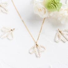 14kgf- pearl ribbon necklace(ajustable chain)