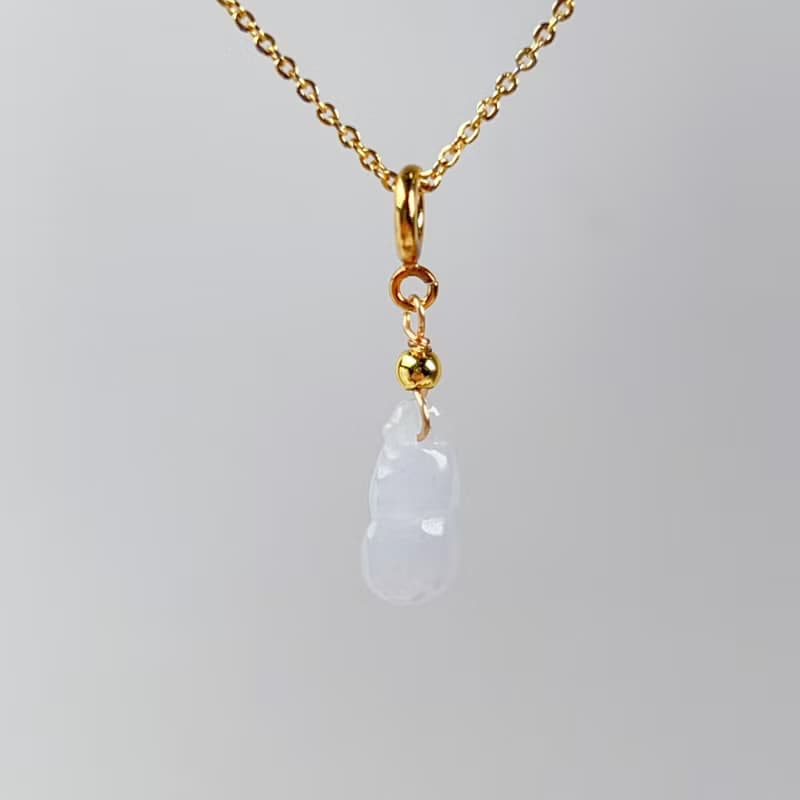 【福祿】冰種翡翠葫蘆項鍊 14K包金 | 天然緬甸玉翡翠A貨 | 送禮