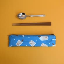 外出餐具組(筷袋+筷子+湯匙)_珍珠奶茶
