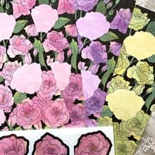 Lysianthus Goals Flower Postcards & Stickers Package (dami) vintage gift