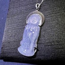 冰種翡翠觀音菩薩項鍊 925純銀 | 天然緬甸玉翡翠A貨 | 送禮