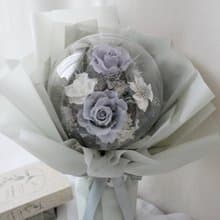 波波球永生玫瑰花束【煙白霧灰】七夕情人節/不凋花/生日/畢業季