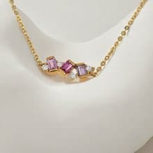 純14K│不規則藍寶鑽石手鍊│