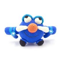 Blue airplane toy, stuffed airplane, crochet jet plane, amigurumi airplane