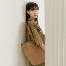 supportingrole 真皮簡潔方形輪廓托特包 咖啡