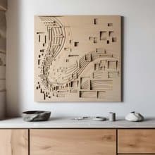 梯木疊雕-洋流|創意牆面家居軟裝飾立體工藝術木質北歐壁飾禮品畫