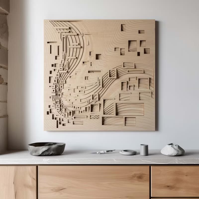 梯木疊雕-洋流|創意牆面家居軟裝飾立體工藝術木質北歐壁飾禮品畫