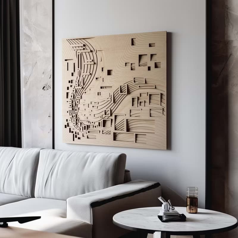 梯木疊雕-洋流|創意牆面家居軟裝飾立體工藝術木質北歐壁飾禮品畫