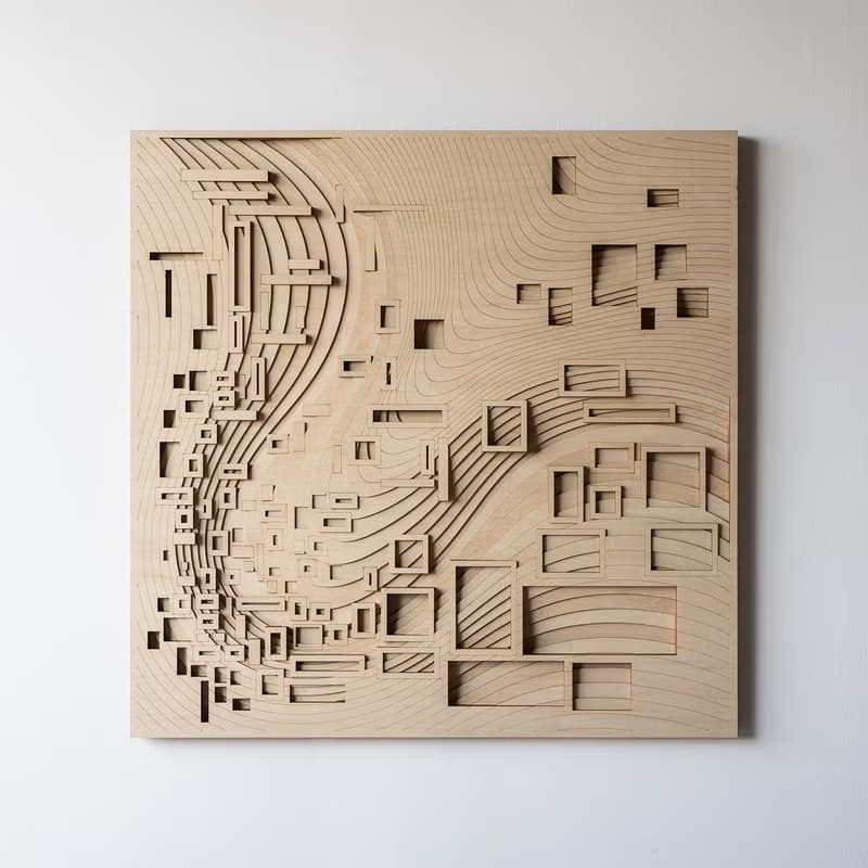 梯木疊雕-洋流|創意牆面家居軟裝飾立體工藝術木質北歐壁飾禮品畫