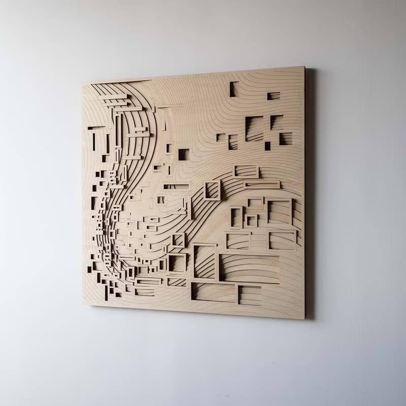 梯木疊雕-洋流|創意牆面家居軟裝飾立體工藝術木質北歐壁飾禮品畫