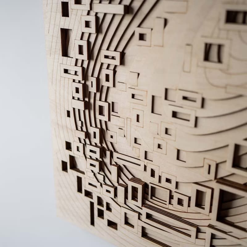 梯木疊雕-洋流|創意牆面家居軟裝飾立體工藝術木質北歐壁飾禮品畫