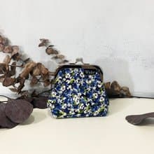 編織乾燥玫瑰 藍花 銀圓珠 口金包 卡片包 隨身包 化妝包 雜
