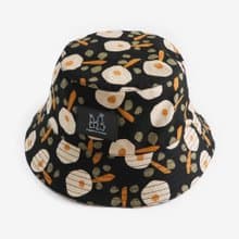 黑色q版花漁夫帽 fisherman hat