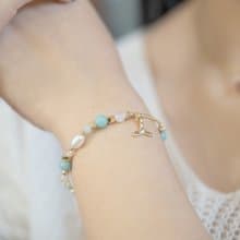 珍珠美人魚│天然珍珠 天河石 月光石 葡萄石 水晶手鍊 生日禮物