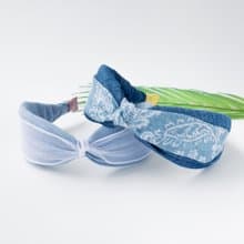 denim layered bandana hairband handmade headband