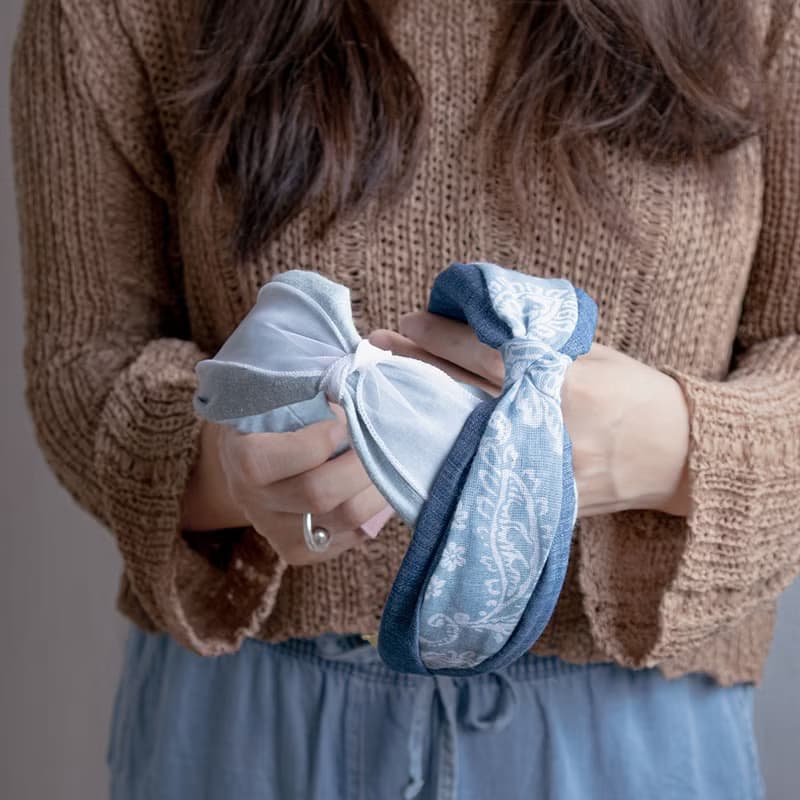 denim layered bandana hairband handmade headband