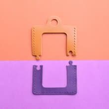 經典砌圖雙色證件套—橘棕 x 深紫 TAN x  PURPLE  好好縫 皮革材料包 免費刻字 手工包 砌圖 puzzle 情侶禮物 卡夾 咭套 證件套 証件夾