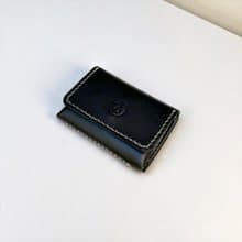 DUAL - 手工牛皮方正名片夾/零錢包 - 質感黑 (禮物 生日 聖誕節)