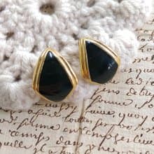 Vintage Jewelry 西洋古董飾品 MONET 知性 黑色調 針式耳環