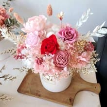 海藏設計| 晶璽紅宴。高貴紅粉永生乾燥盆花