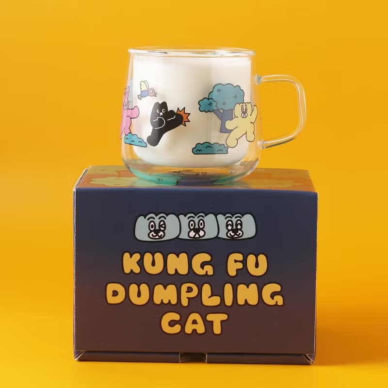 好玻GOODGLAS × 餃貓FAMILY-三餃貓KUNG FU雙層把手杯