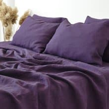 Deep purple linen sheet set / Flat+fitted sheet+2 pillowcases / Purple bedding